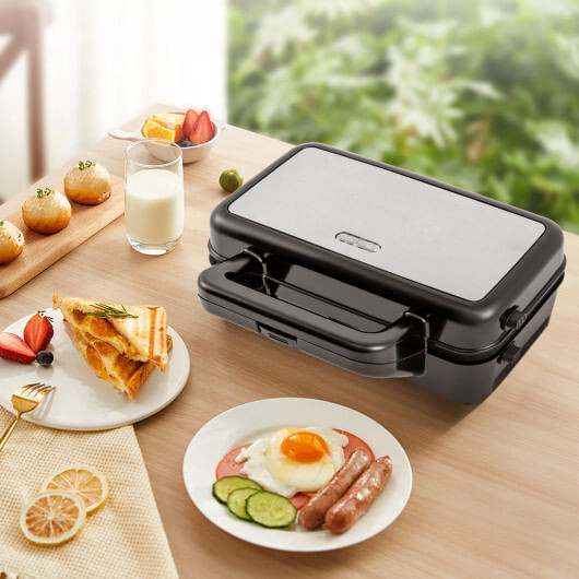 3-in-1 1082W Sandwich Maker with Removable Non-Stick Plates-Black B593-ES10371US