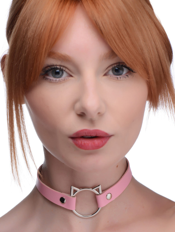 Kinky Kitty Ring Slim Choker - Pink D496-AG726-Pink