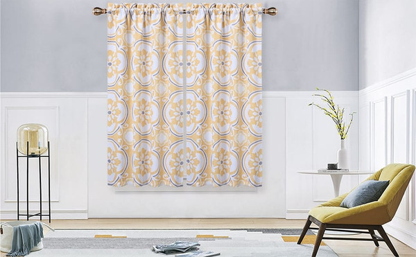 US 2PCS Blackout Fabric Tier Curtains for Kitchen Windows Classic Butterfly Antennae Medallion Prin K484-PHO_0G2SDMOW_US