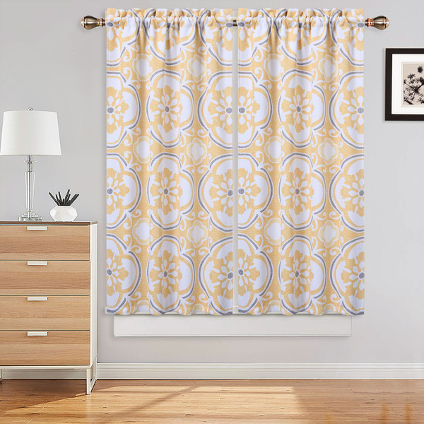 US 2PCS Blackout Fabric Tier Curtains for Kitchen Windows Classic Butterfly Antennae Medallion Prin K484-PHO_0G2SDMOW_US