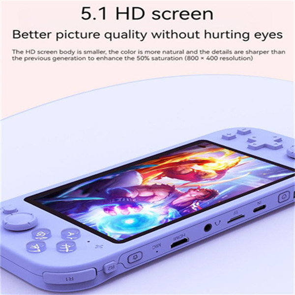 Gr3000 Handheld Game Console 5.1-inch Type-c Interface Retro Game Console Compatible for Fc/gba/gbc K484-PEL_0OUCA932