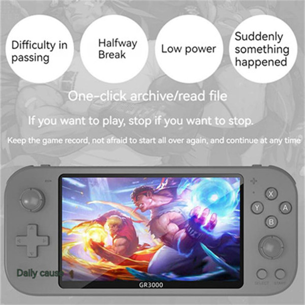 Gr3000 Handheld Game Console 5.1-inch Type-c Interface Retro Game Console Compatible for Fc/gba/gbc K484-PEL_0OUCA932
