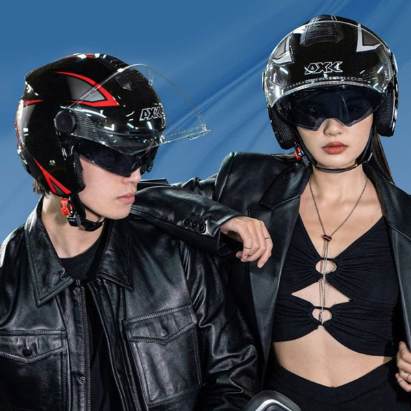 Scooter Motorcycle Half Helmet With Sun Visor Quick Release Buckle Adjustable Strap Helmets For Men K484-FQZAP_NL8PVSG4