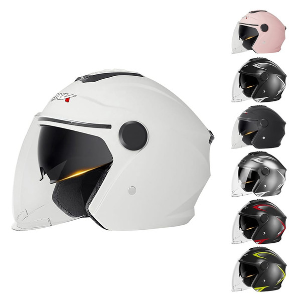 Scooter Motorcycle Half Helmet With Sun Visor Quick Release Buckle Adjustable Strap Helmets For Men K484-FQZAP_NL8PVSG4