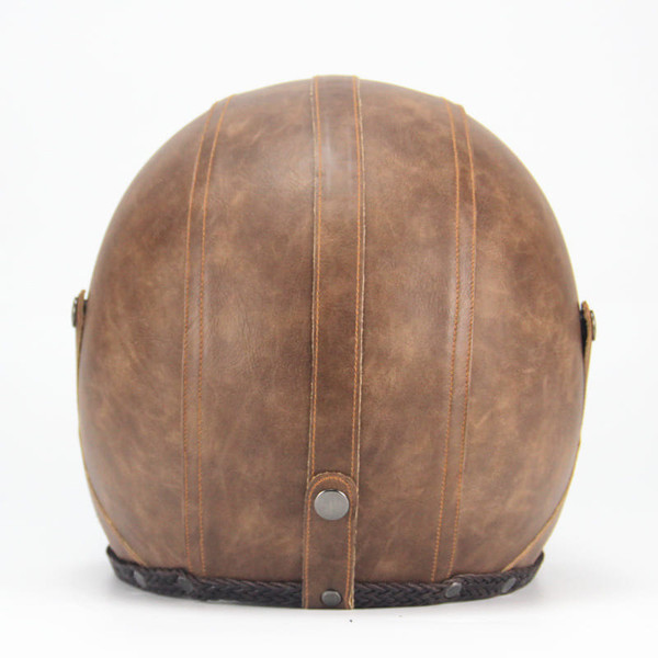 Unisex PU Leather Helmets 3/4 Motorcycle Chopper Bike Helmet Open Face Vintage Motorcycle Helmet wi K484-PAU_036IJR4Q