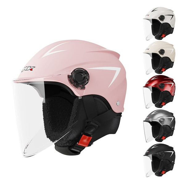 Motorcycle Open Face Helmet Quick Release Buckle Ventilated Helmet With Detachable Scarf For Men Wo K484-FQZAP_K2TV6WIR