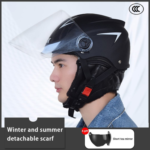 Motorcycle Open Face Helmet Quick Release Buckle Ventilated Helmet With Detachable Scarf For Men Wo K484-FQZAP_K2TV6WIR