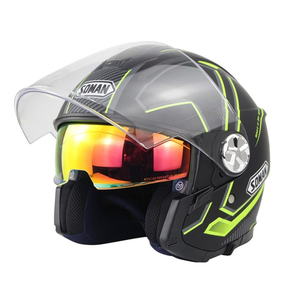 Motorcycle Helmet 3/4 Electrical Helemets Dual Visor Half Face Motorcycle Helmet   Black and yellow K484-PAU_0BB1CKAD