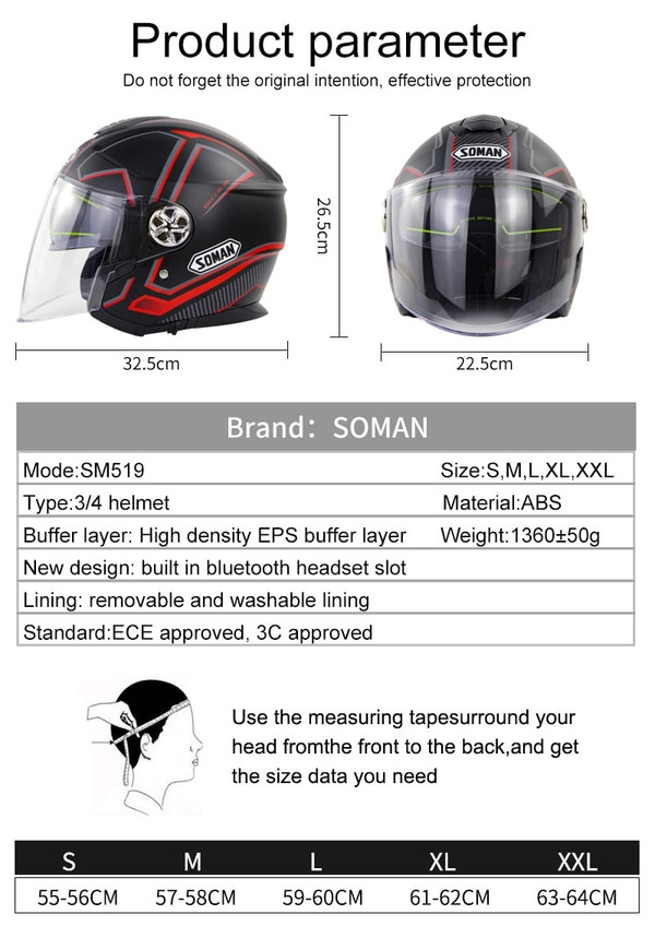 Motorcycle Helmet 3/4 Electrical Helemets Dual Visor Half Face Motorcycle Helmet   Rose Red Blue Li K484-PAU_0BB1ZFIV