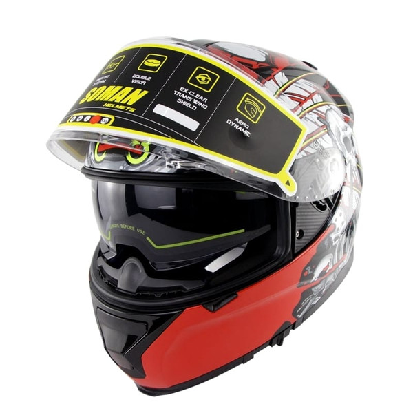 Motorcycle Racing Helmet Men and Women Motorcycle Helmet Double Lenses Compatiable with Glasses Saf K484-PAU_07JWYP3O