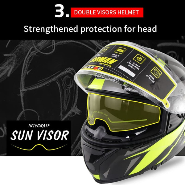 Motorcycle Racing Helmet Outdor Riding Helmet Men and Women Motorcycle Helmet Double Lenses Compati K484-PAU_07JZSELH