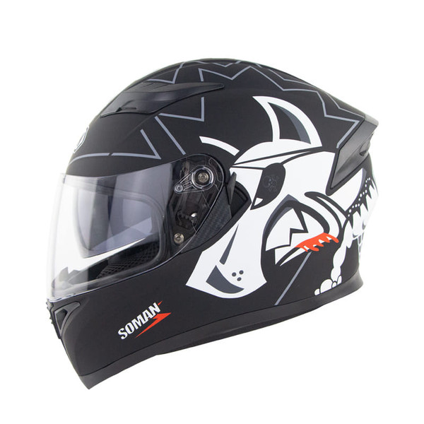 Full Face Motorcycle Helmet Sun Visor Dual Lens Moto Helmet Black gray one-eyed wolf_XL K484-PAU_0BAZU5ZV