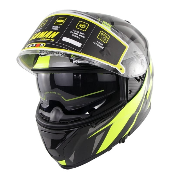 Motorcycle Racing Helmet Outdor Riding Helmet Men and Women Motorcycle Helmet Double Lenses Compati K484-PAU_07JZYL0H