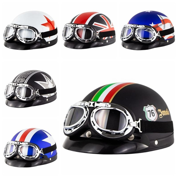 Unisex Cute Motorcycle Helmet Bike Riding Protective Strong Safety Half-face Helmet with Goggles Ma K484-PAU_05JVHA4C