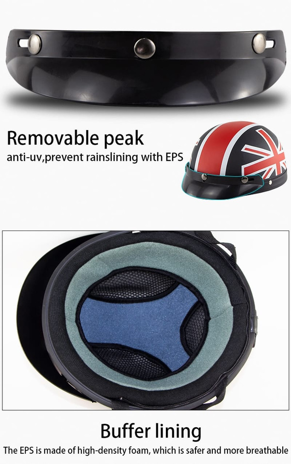 Unisex Cute Motorcycle Helmet Bike Riding Protective Strong Safety Half-face Helmet with Goggles Ma K484-PAU_05JV0SLI