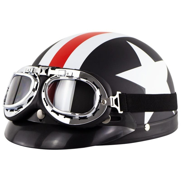 Retro Style Sunscreen  Helmet Half Helmet With Goggles For Motorcycle Electric Bike As shown K484-PAU_0CKPGKUK