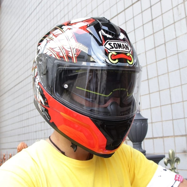 Motorcycle Racing Helmet Men and Women Motorcycle Helmet Double Lenses Compatiable with Glasses Saf K484-PAU_07JWV6J6