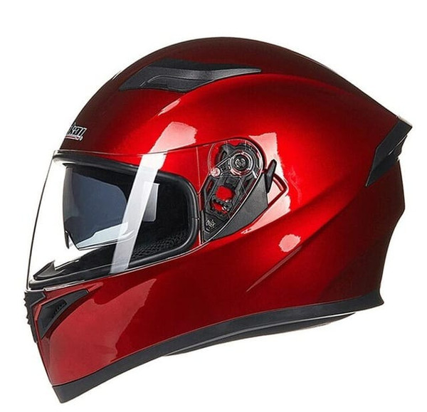 Unisex Full Face Cool Motorcycle Helmet with Dual Lens Racing Head Protector Bright black_L K484-PAU_04E6Q7TZ
