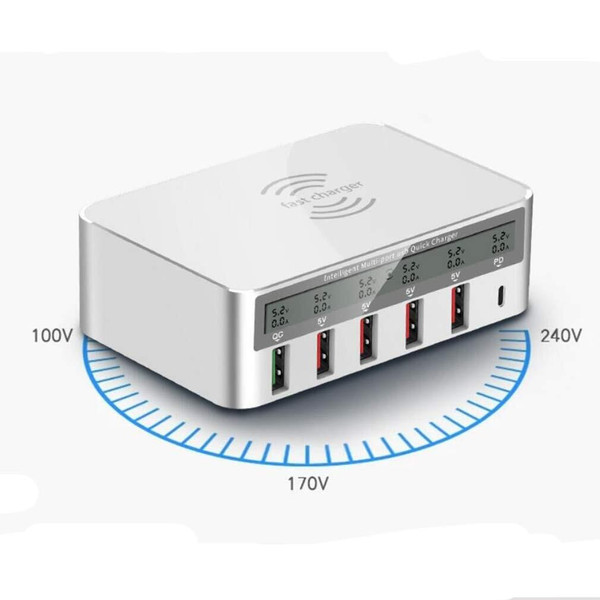 6-Port USB Smart Charger Source Adapter QC3.0 Universal Wireless Charger with Screen Digital Displa K484-PEL_074UULV2