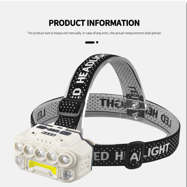 XPE+COB Headlights USB Rechargeable IPX4 Waterproof Power Display Motion Sensor Head Lamp For Campi K484-PHO_0ZY5M3G5