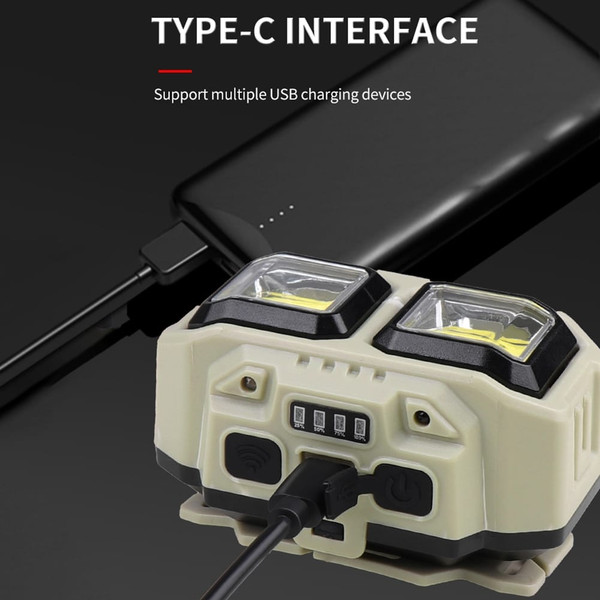 XPE+COB Headlights USB Rechargeable IPX4 Waterproof Power Display Motion Sensor Head Lamp For Campi K484-PHO_0ZY5M3G5