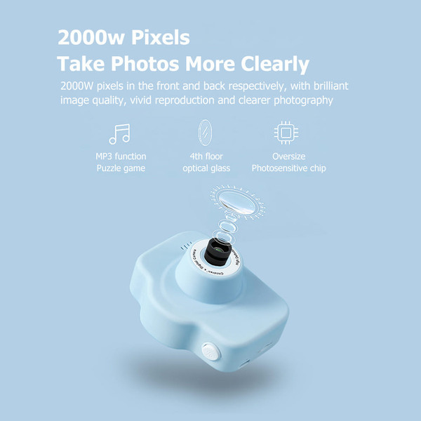 Mini Kid Camera Cartoon Camera 20 Million Pixels 2 Inch HD Ips Scherm Digitale Camera Projectie Vid K484-PEL_0QBI8YP6