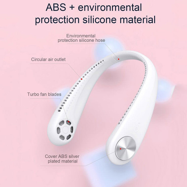 Mini Fan Portable Leafless USB Charging Sports Silent Hanging Neck Fan Pink K484-PEL_0GXKZE3U