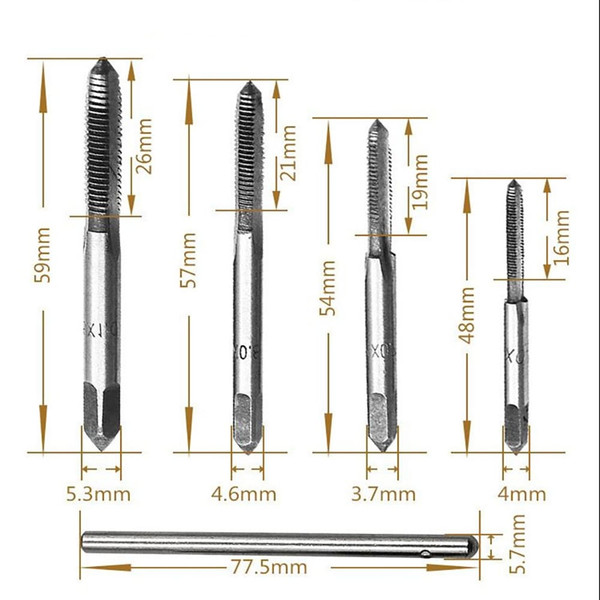 9pcs Hss M3-M6 Tap Drill Wrench Set with T-type Wrench Hss Combination Tap Drill Set Hand Tools K484-FQZHW_MGR7QPAY