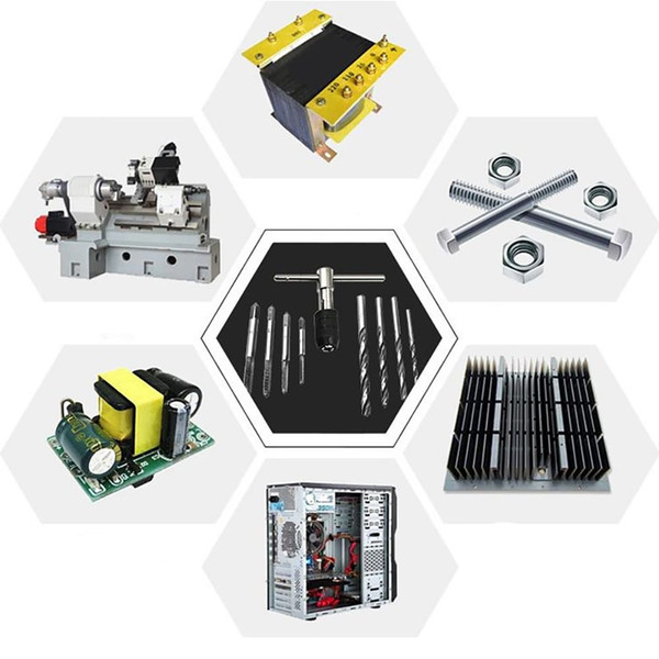 9pcs Hss M3-M6 Tap Drill Wrench Set with T-type Wrench Hss Combination Tap Drill Set Hand Tools K484-FQZHW_MGR7QPAY