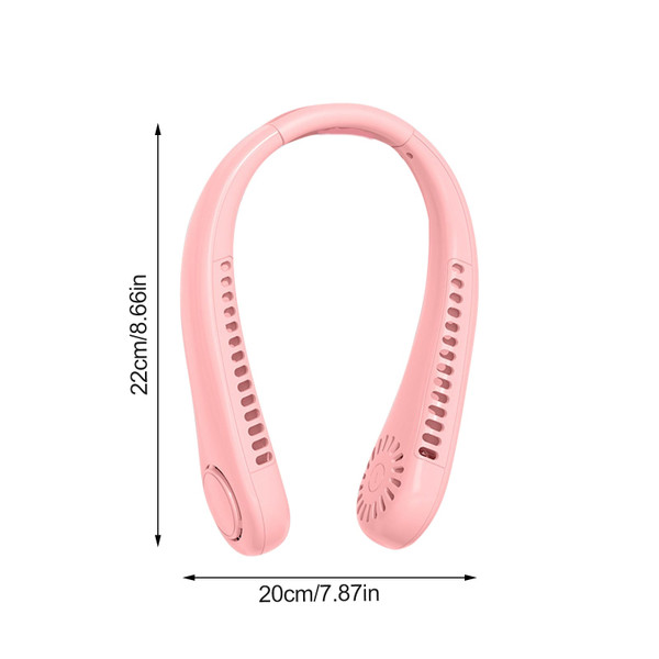 Portable Neck Fan USB Rechargeable 1200mah Battery Bladeless Hanging Fan 3 Speeds Personal Cooling  K484-PEL_0S3LUES9