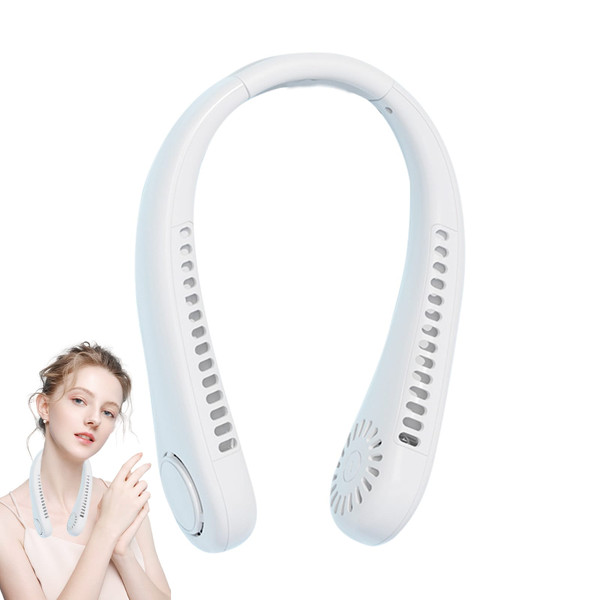 Portable Neck Fan USB Rechargeable 1200mah Battery Bladeless Hanging Fan 3 Speeds Personal Cooling  K484-PEL_0S3LUES9