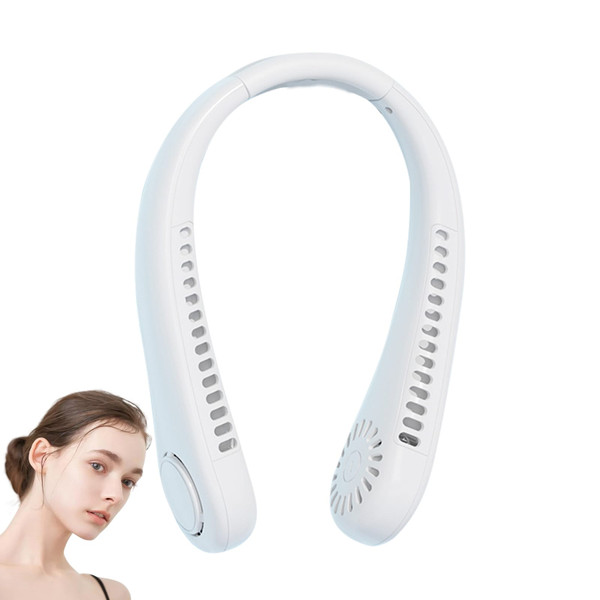 Portable Neck Fan USB Rechargeable 1200mah Battery Bladeless Hanging Fan 3 Speeds Personal Cooling  K484-PEL_0S3LUES9