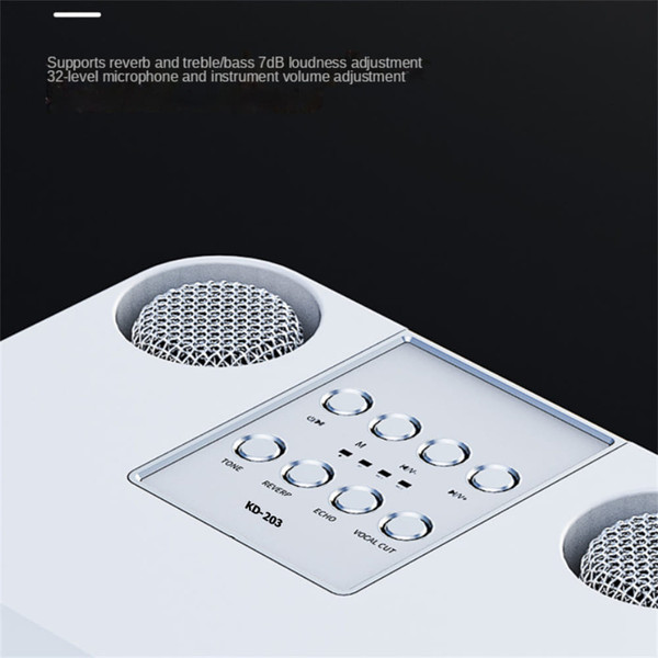 KD203 Karaoke Machine with 2 Wireless Microphones Portable Boombox Aux Tf Card U Disk Player Voice  K484-PEL_0R2F5FV2