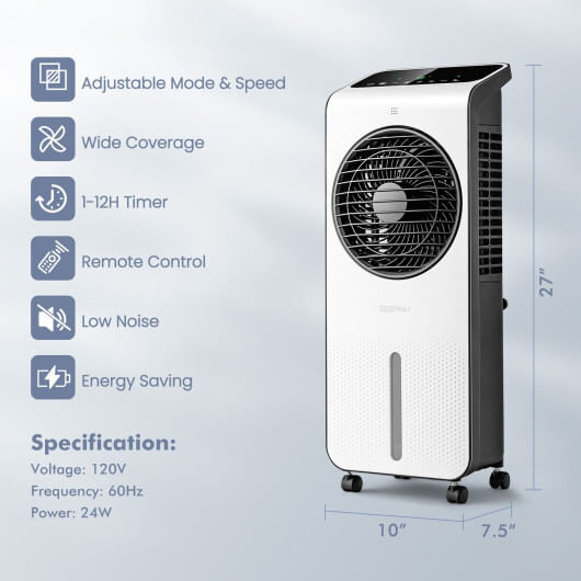 3-in-1 Evaporative Air Cooler with 12H Timer Remote-White B593-ES10163US