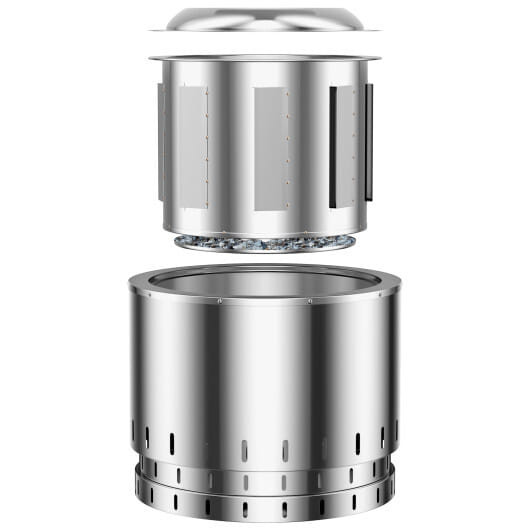 Smokeless Stainless Steel Fire Pit with Ash Pan for Yard Camping-Silver B593-NP11018