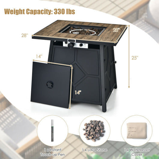 40 000 BTU 28 Inches Propane Gas Fire Pit Table With Cover B593-NP10423