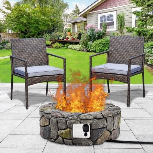 28 Inch Propane Gas Fire Pit Outdoor 40 000 BTU Stone-Brown B593-OP3610color