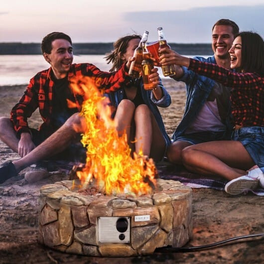 28 Inch Propane Gas Fire Pit Outdoor 40 000 BTU Stone-Brown B593-OP3610color