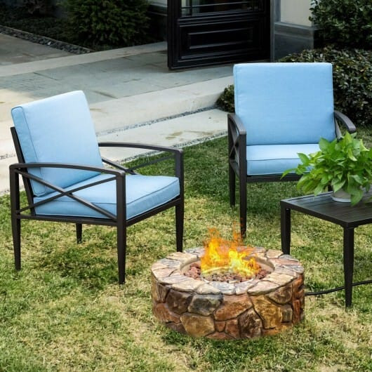28 Inch Propane Gas Fire Pit Outdoor 40 000 BTU Stone-Brown B593-OP3610color