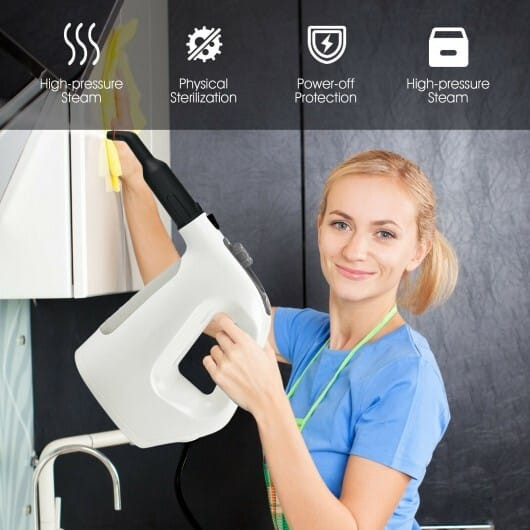 1400W Multipurpose Pressurized Steam Cleaner With 17 Pieces Accessories-Gray B593-ES10028US