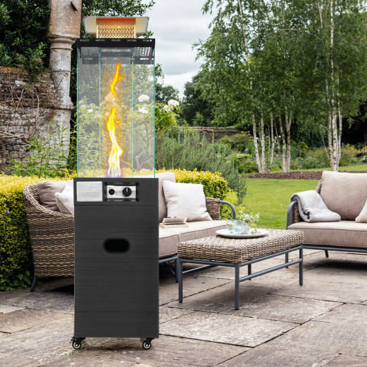 40000 BTU Patio Heater Outdoor Propane Gas Heater with Cover and Wheels-Black B593-NP11937