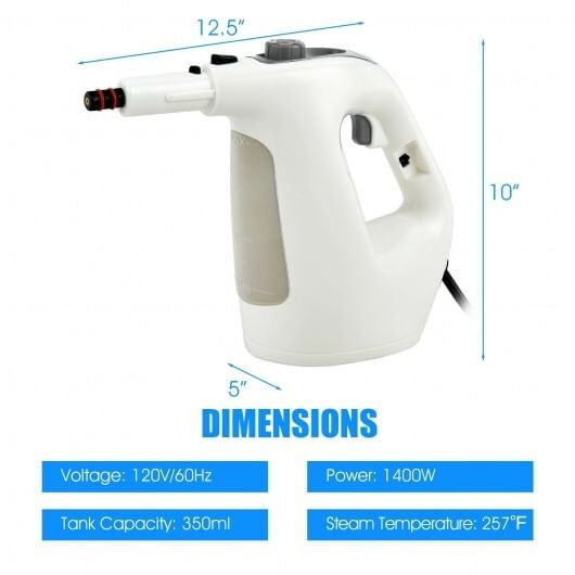 1400W Multipurpose Pressurized Steam Cleaner With 17 Pieces Accessories-Gray - Color: Gray D681-ES10028US-GR