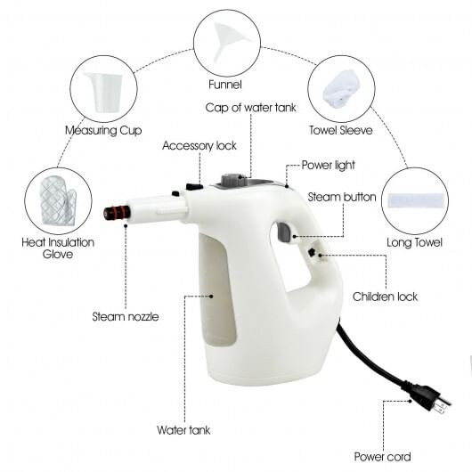 1400W Multipurpose Pressurized Steam Cleaner With 17 Pieces Accessories-Gray - Color: Gray D681-ES10028US-GR