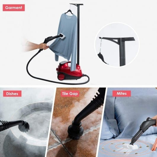 2000W Heavy Duty Multi-purpose Steam Cleaner Mop with Detachable Handheld Unit-Red B593-EP24434USColor