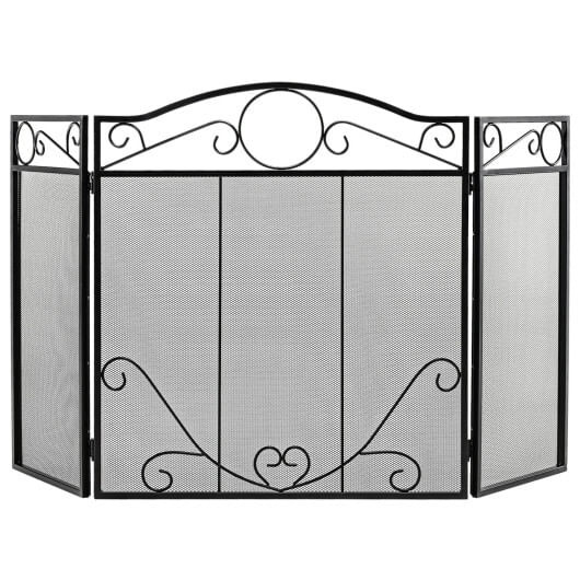 3-Panel Freestanding Fireplace Screen Folded Fire Doors B593-HV10290
