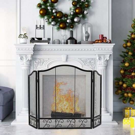 3-Panel Fireplace Screen Decorative Spark Guard B593-HV10289