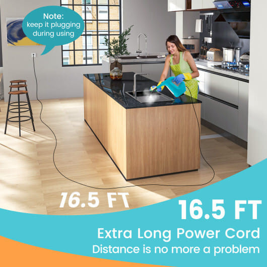 1400W Handheld Steam Cleaner with 14-Piece Accessory Kit and Child Lock-Blue - Color: Blue D681-ES10287US-BL