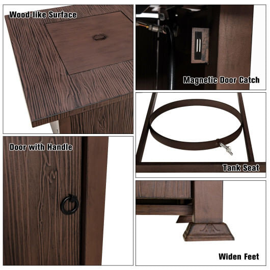 32 Inch 50 000 BTU Square Fire Pit Table with Lid and Lava Rocks-Brown B593-NP10826