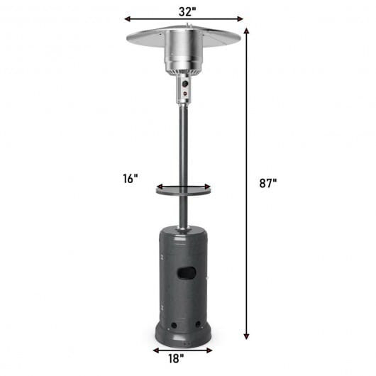 Outdoor Heater Propane Standing LP Gas Steel with Table & Wheels-Gray - Color: Gray D681-HW61848GR
