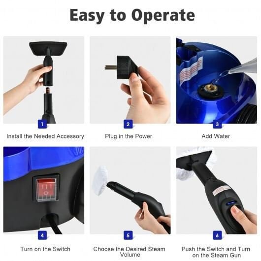 2000W Heavy Duty Multi-purpose Steam Cleaner Mop with Detachable Handheld Unit-Blue - Color: Blue D681-EP24434US-BL